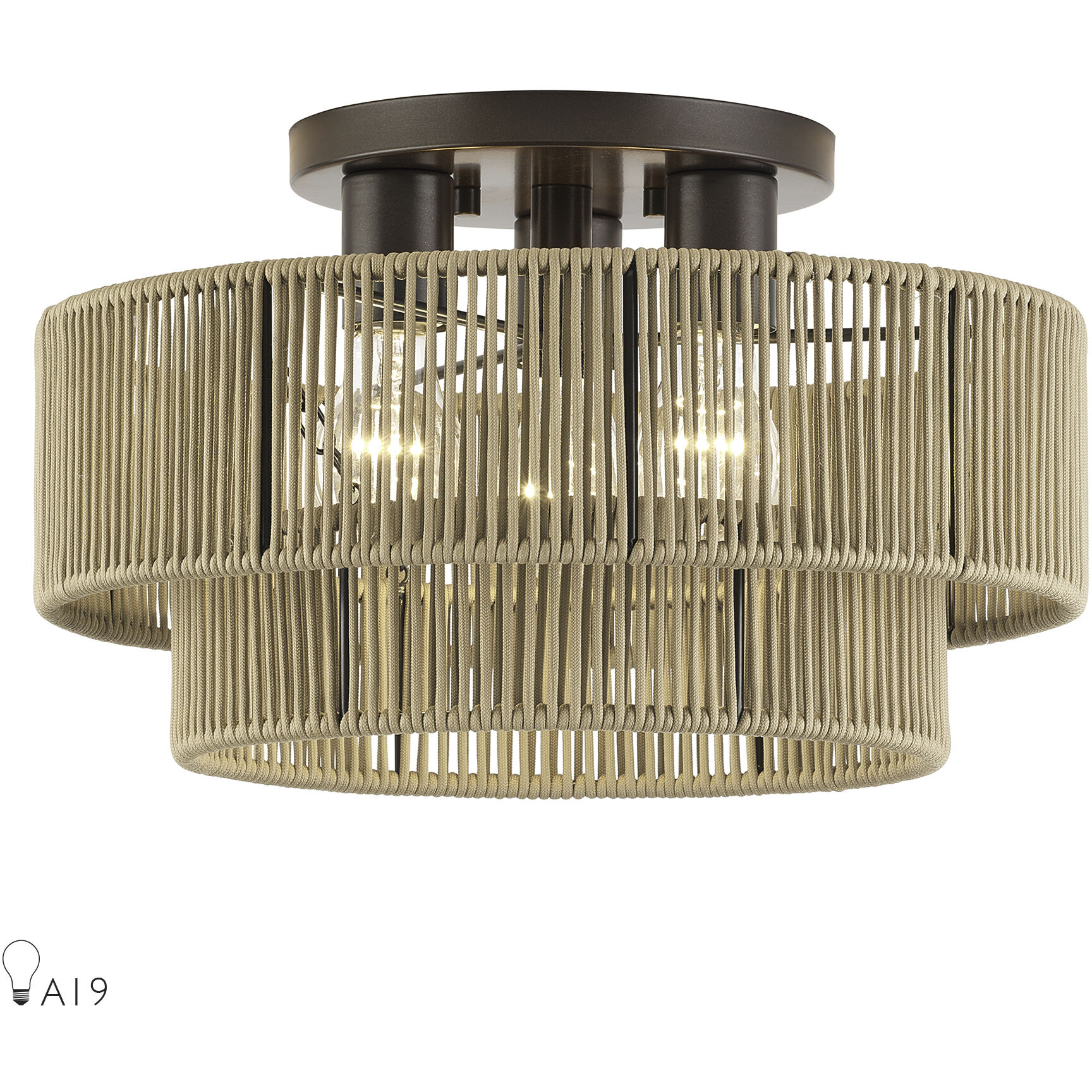 Acordia 3 Light 15 inch English Bronze Semi Flush Mount Ceiling Light, Large