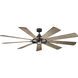 Gentry Xl 85 inch Anvil Iron with Dist Antiq Gray Blades Ceiling Fan in Etched Cased Opal