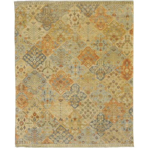 Castle 36 X 24 inch Burnt Orange / Wheat / Mustard / Olive / Deep Teal Handmade Rug