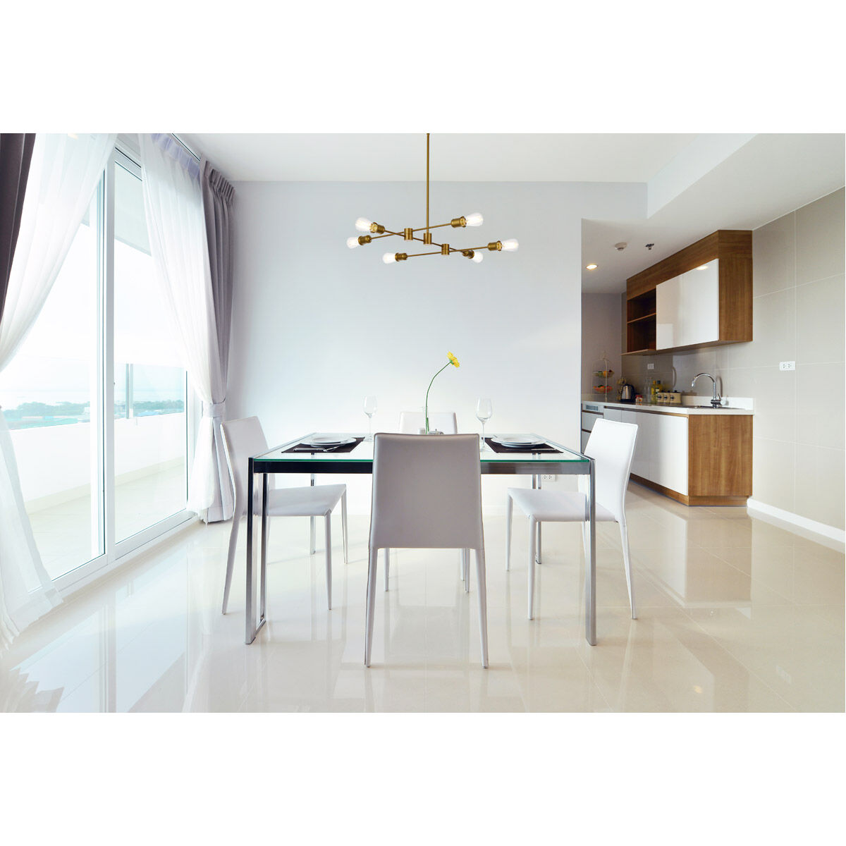 Xavier 6 Light 31 inch Brass Pendant Ceiling Light