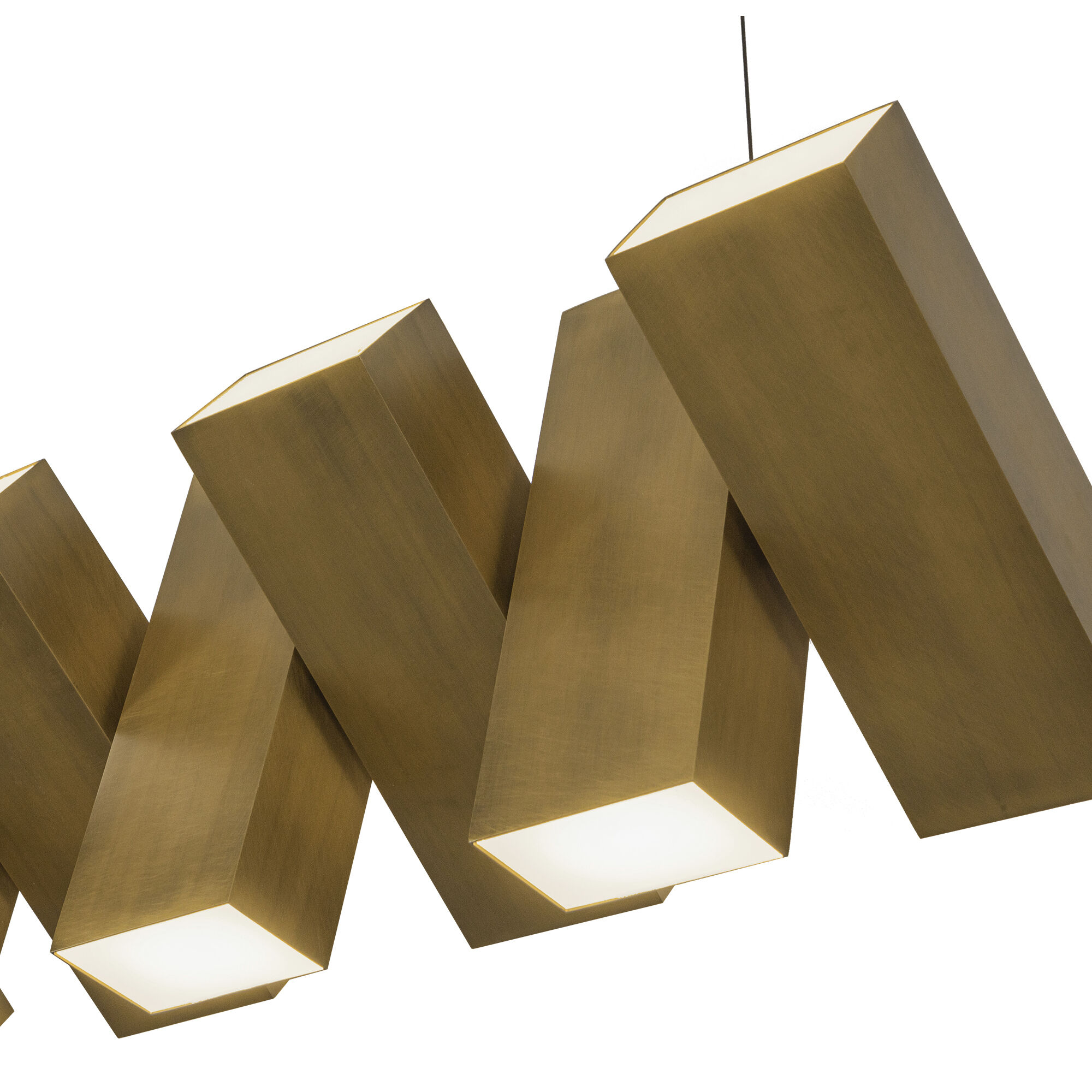 Domino Linear Pendant Ceiling Light in Vintage Brass