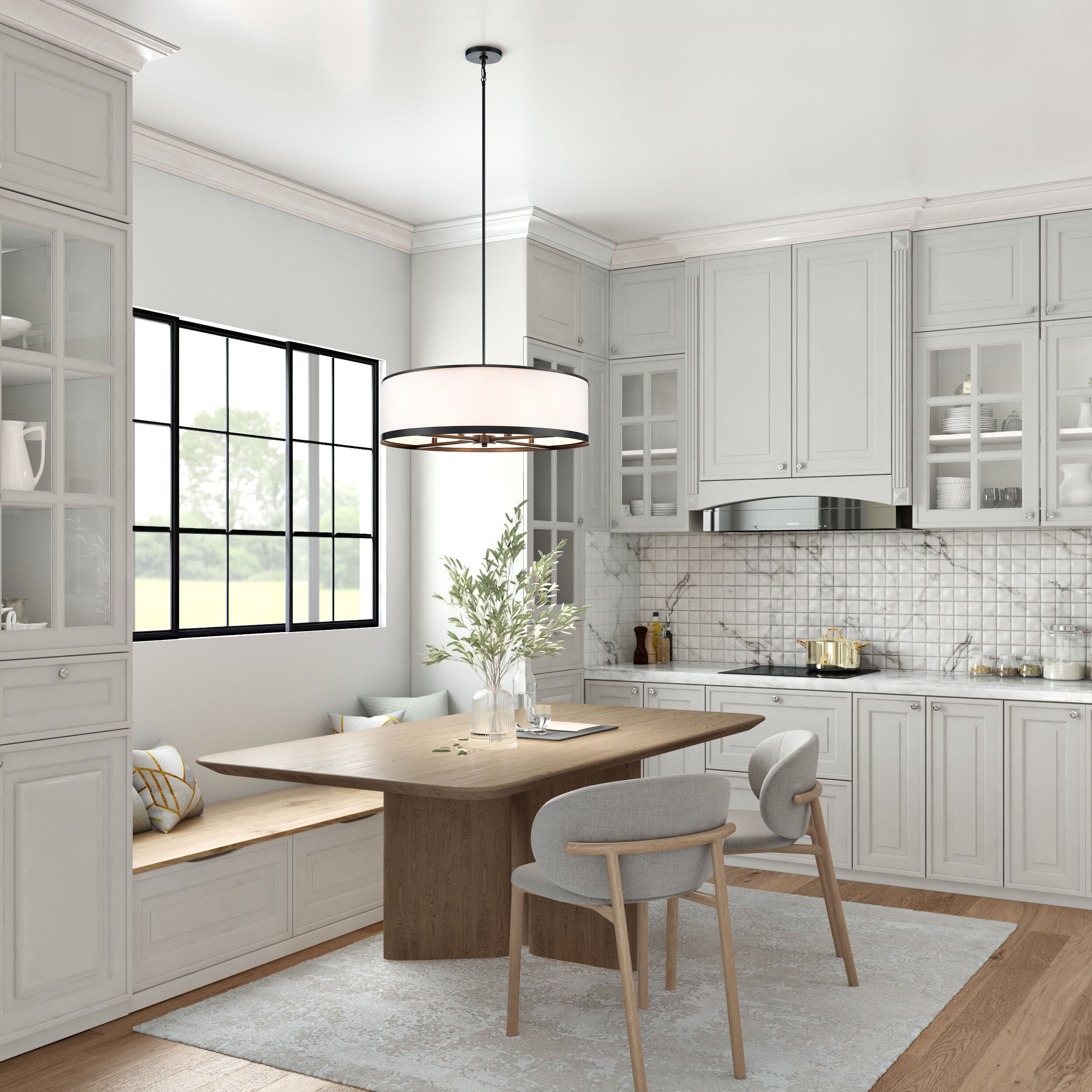 High Street 8 Light 30 inch Black Pendant Ceiling Light