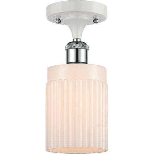 Ballston Hadley LED 5 inch White and Polished Chrome Semi-Flush Mount Ceiling Light in Matte White Glass, Ballston