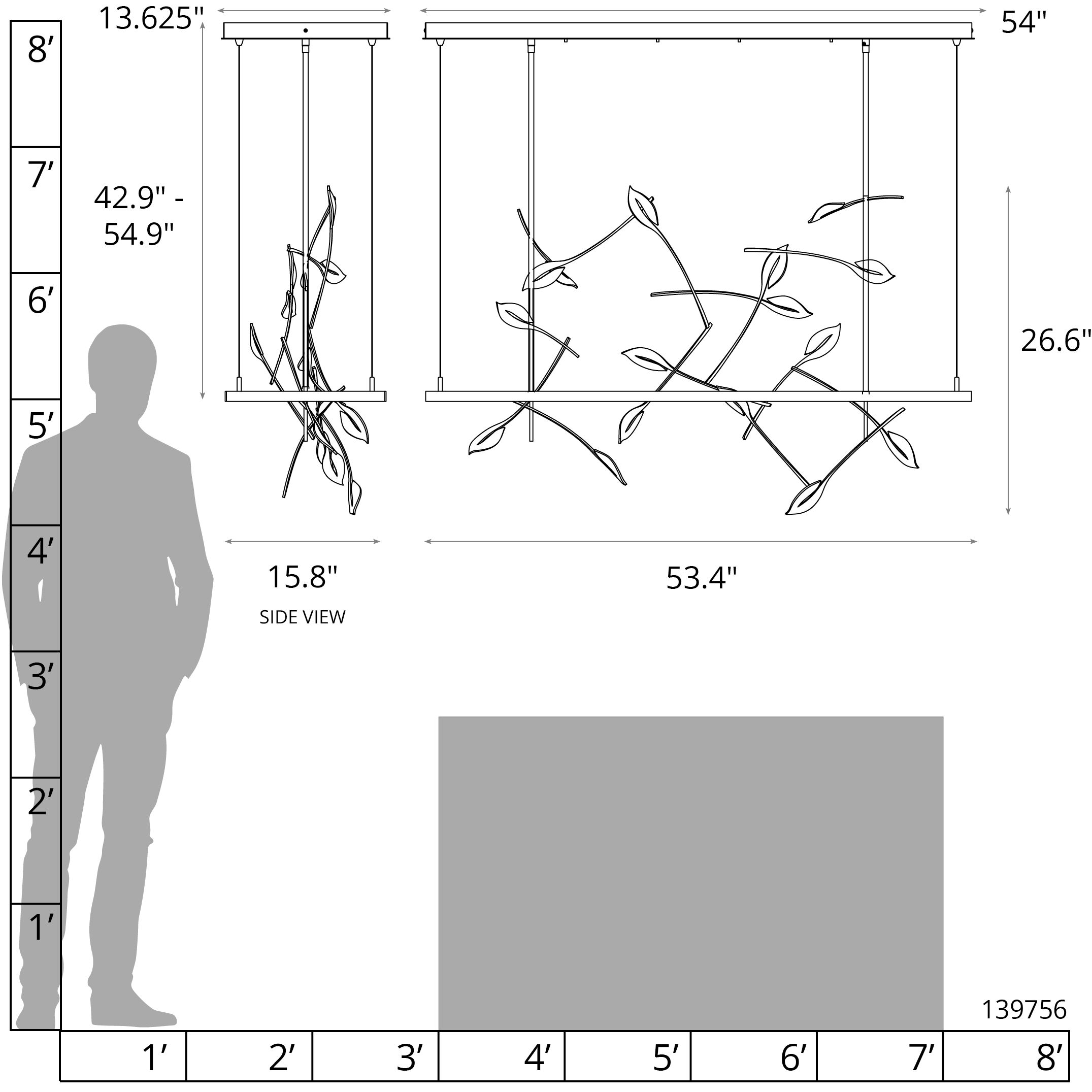 Autumn LED 53.4 inch Vintage Platinum Pendant Ceiling Light