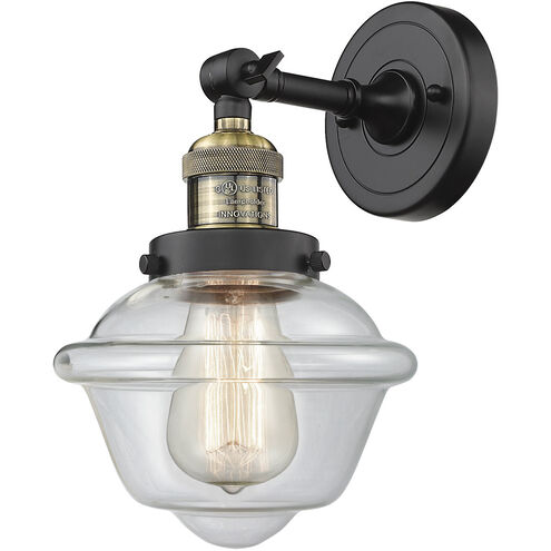 Franklin Restoration Small Oxford LED 7.5 inch Black Antique Brass Sconce Wall Light in Clear Glass, Franklin Restoration