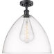 Ballston Dome 1 Light 16 inch Matte Black Semi-Flush Mount Ceiling Light in Clear Glass