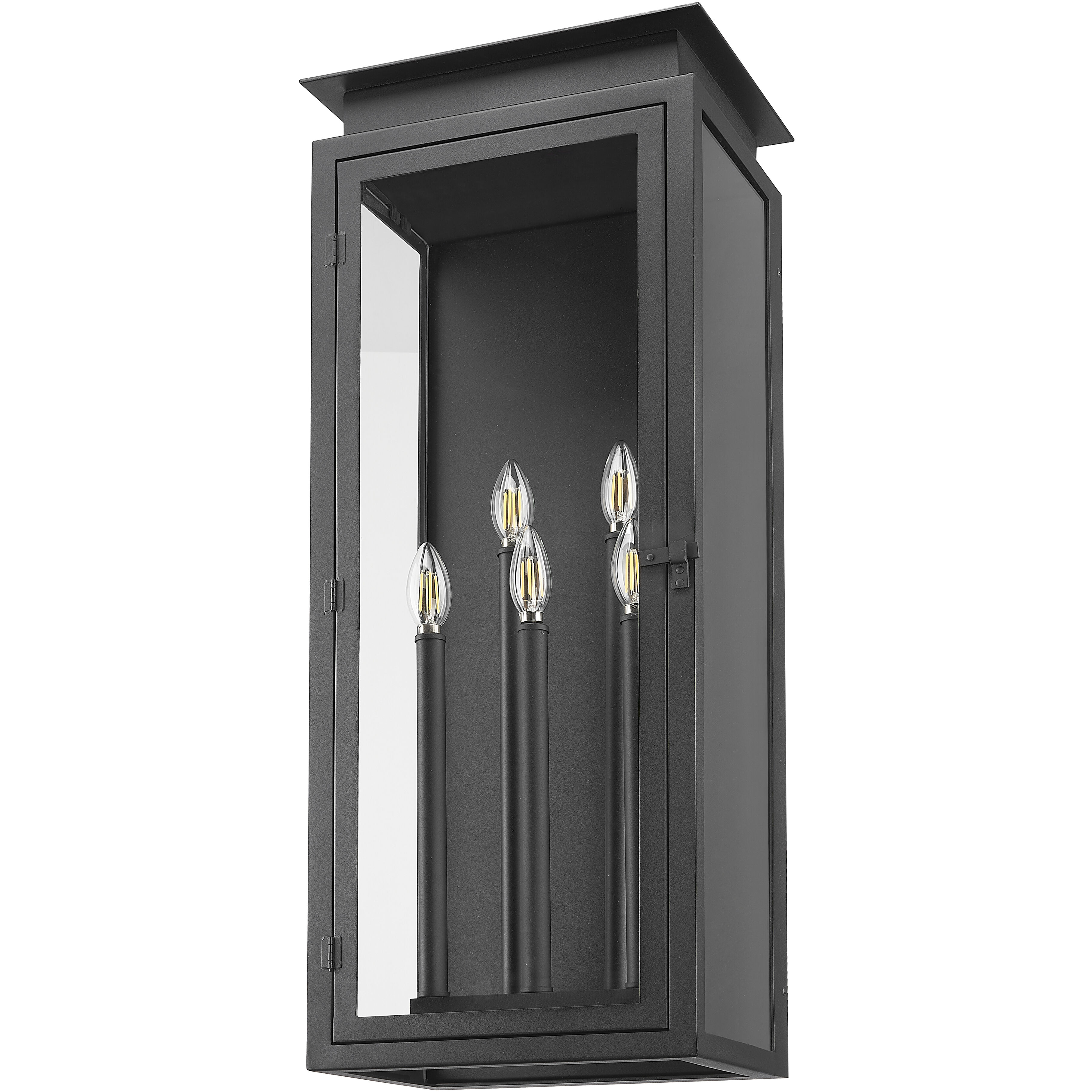 Nova 5 Light 32 inch Black Outdoor Wall Light in Clear Glass
