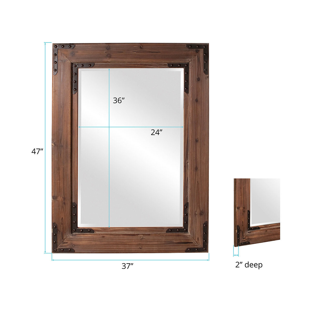 Caldwell 46 X 34 inch Wood and Iron Wall Mirror