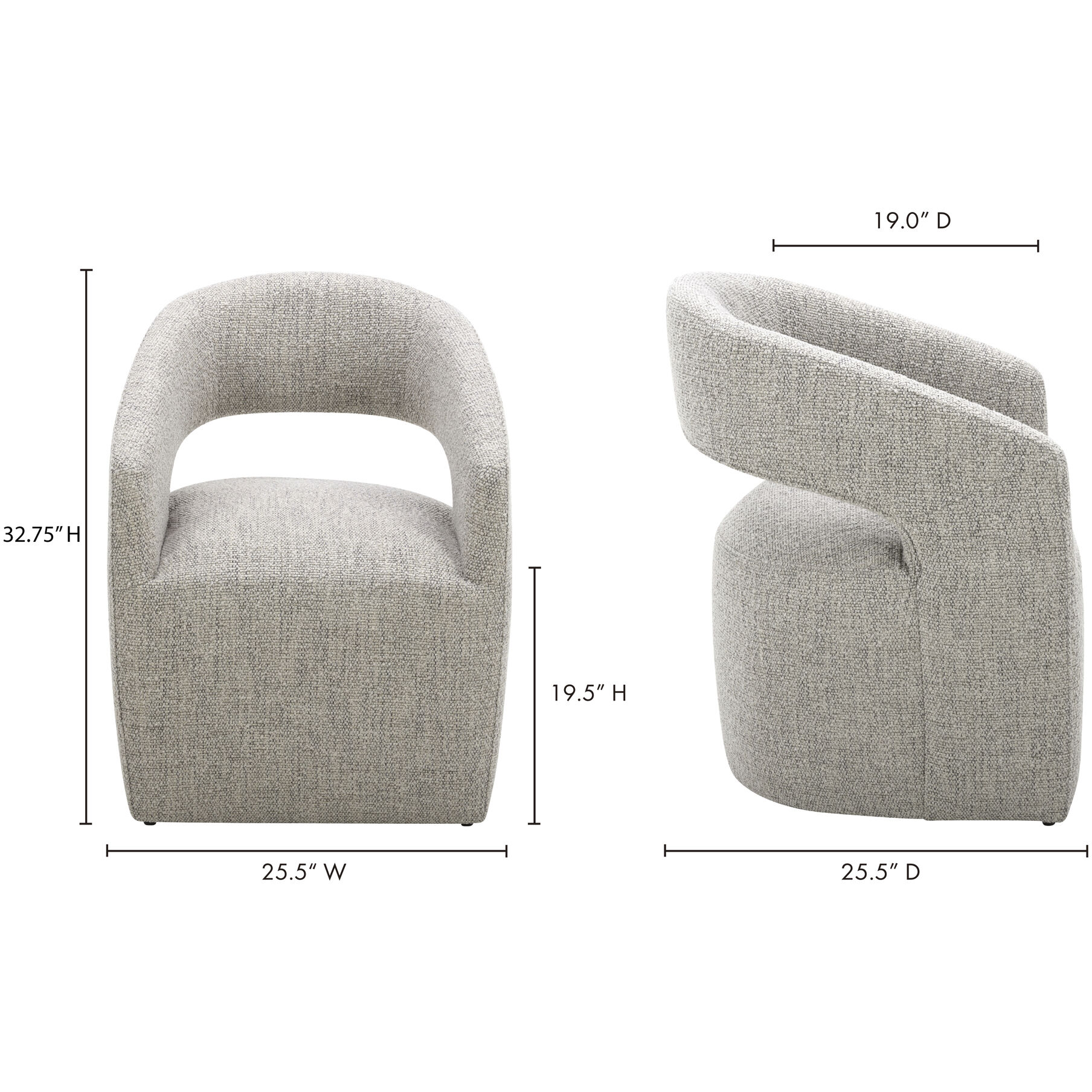 Barrow Grey Rolling Dining Chair in Taupe