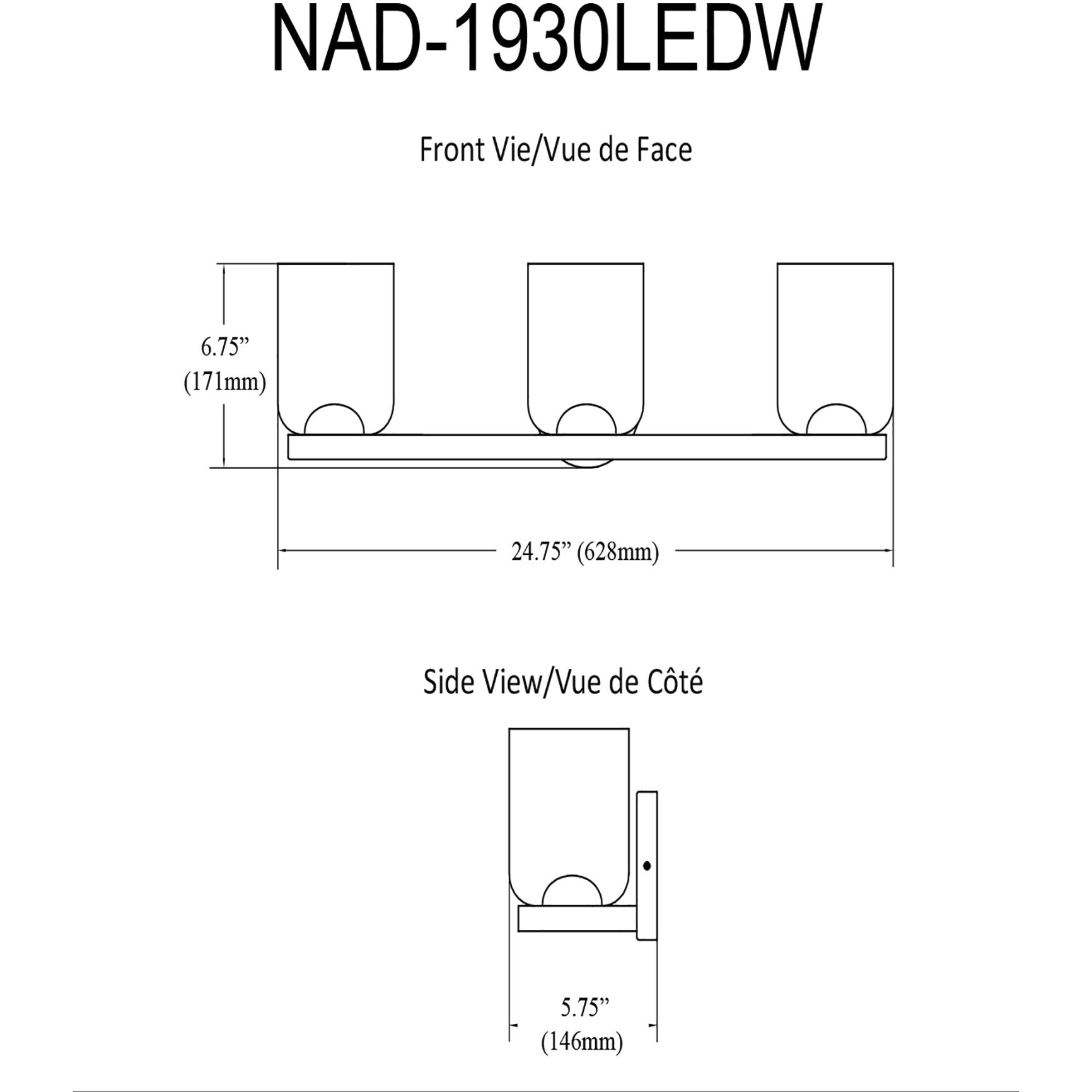 Nadine LED 24.5 inch Aged Brass Vanity Light Wall Light