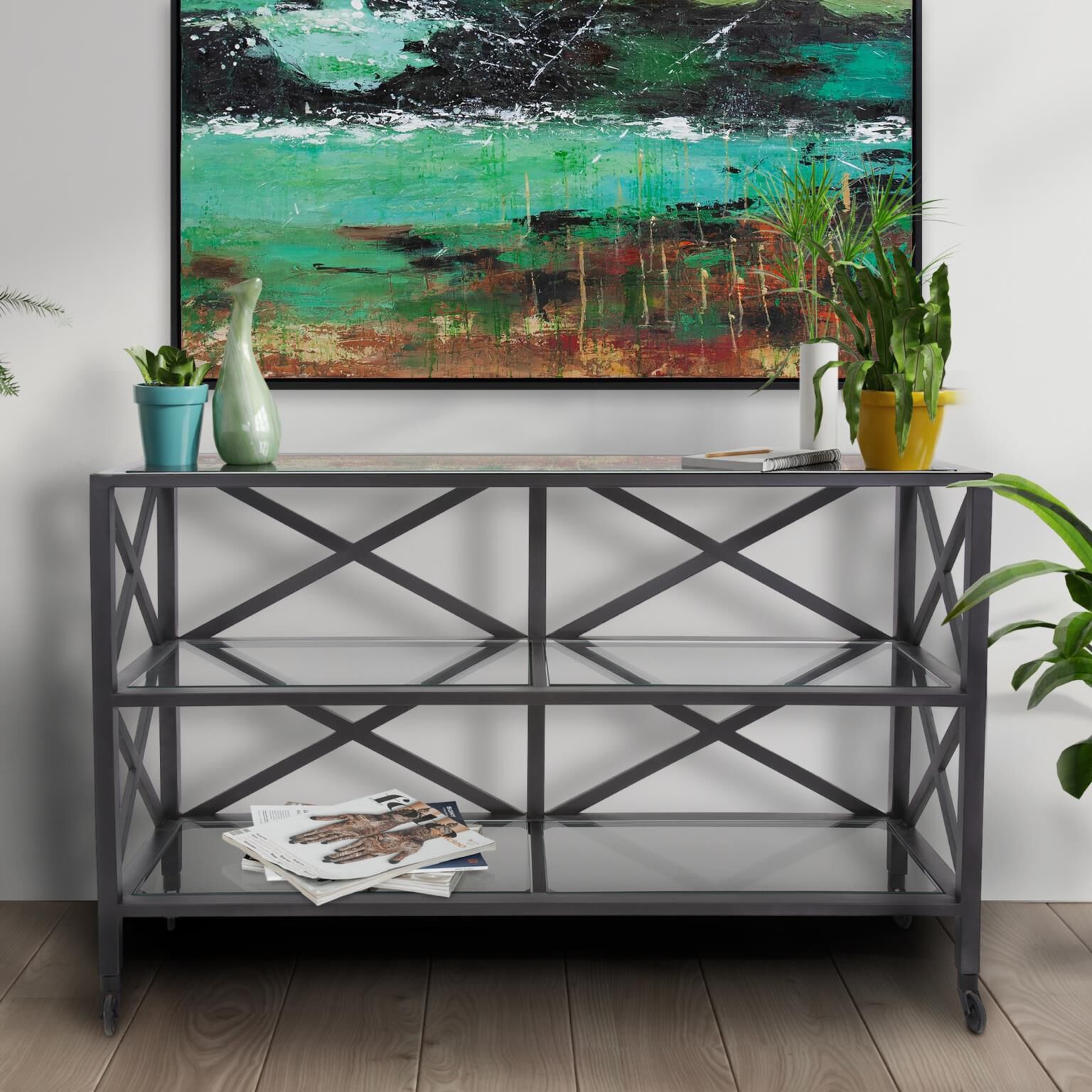 Doshi 51 inch Matte Black Rolling Console