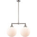 Franklin Restoration XX-Large Beacon 2 Light 27 inch Brushed Satin Nickel Island Light Ceiling Light in Matte White Glass, Franklin Restoration