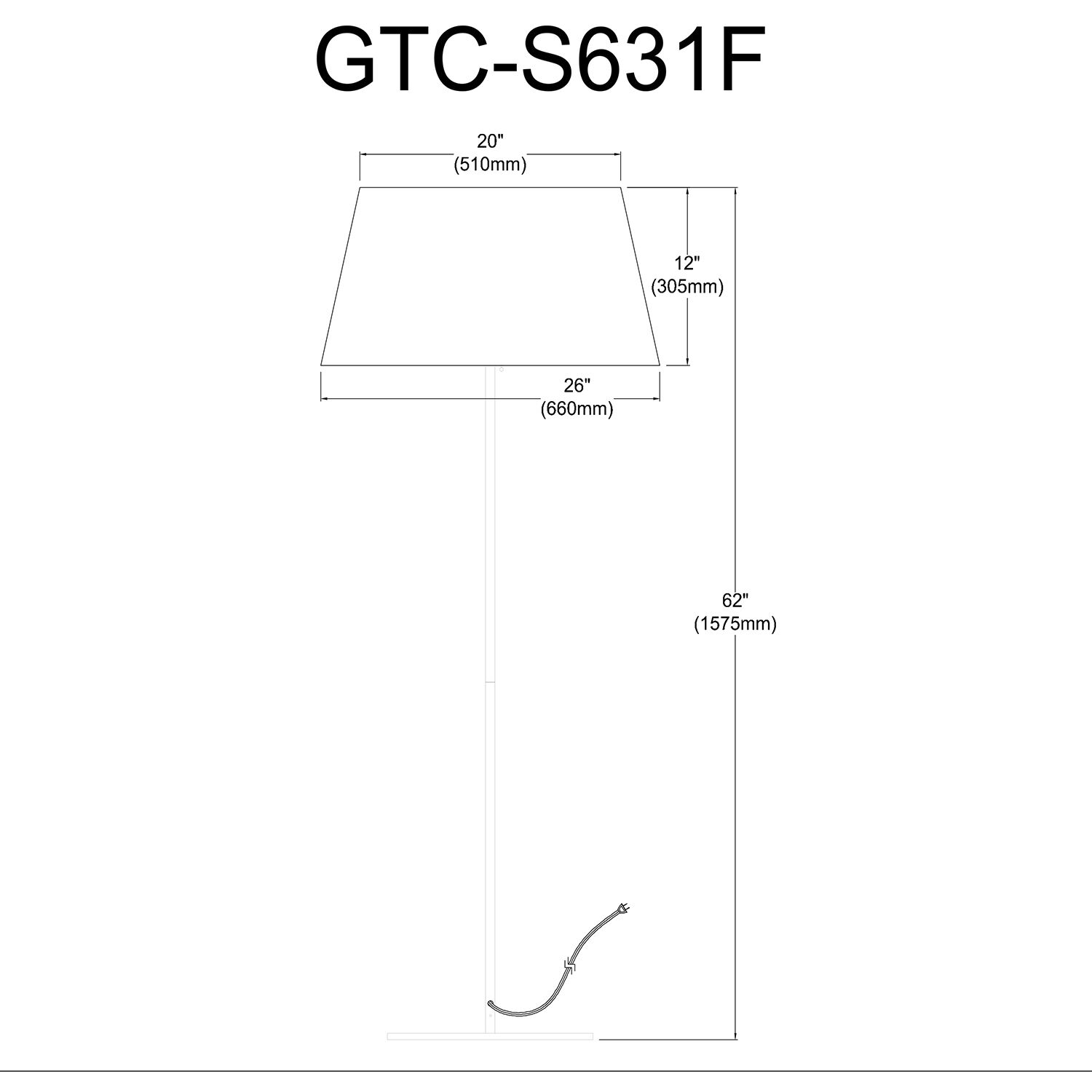 Gretchen 62.75 inch 100.00 watt Matte White Floor Lamp Portable Light, Square