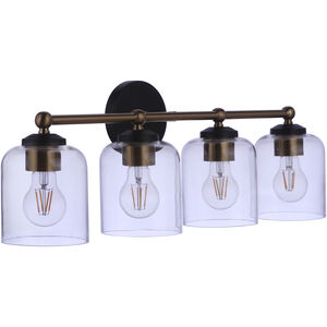 Coppa 4 Light 25.5 inch Flat Black/Satin Brass Vanity Light Wall Light
