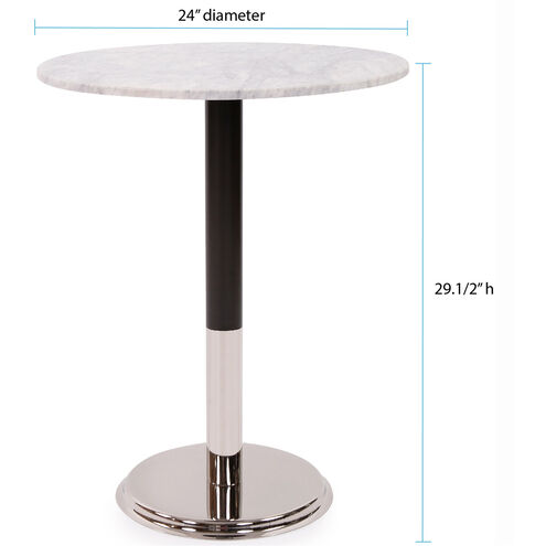 Micca Club Polished Silver with White Marble Bistro Table