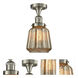 Franklin Restoration Chatham LED 6 inch Brushed Satin Nickel Semi-Flush Mount Ceiling Light in Mercury Glass, Franklin Restoration