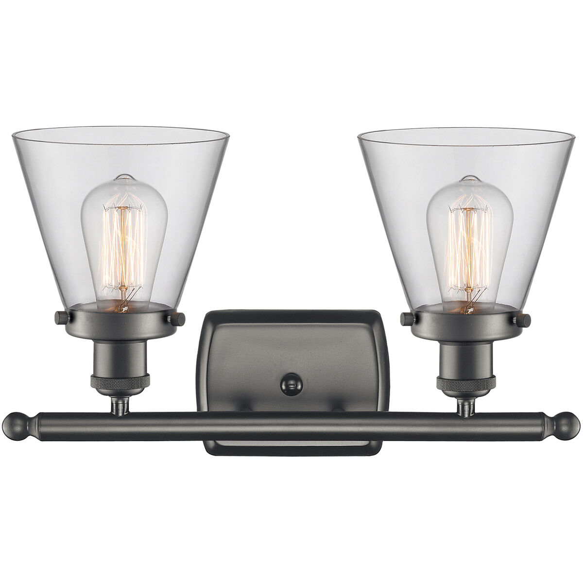 Ballston Small Cone LED 16 inch Oil Rubbed Bronze Bath Vanity Light Wall Light in Clear Glass, Ballston