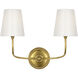 Thomas O'Brien Vendome LED 17.75 inch Hand-Rubbed Antique Brass Double Sconce Wall Light