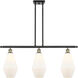 Ballston Cindyrella 3 Light 36 inch Black Antique Brass Island Light Ceiling Light in Incandescent, Matte White Glass