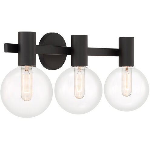 Wright 3 Light 25 inch Black Bathroom Vanity Light Wall Light
