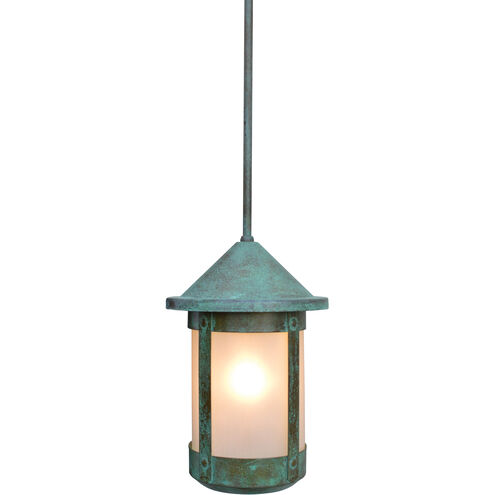 Berkeley 1 Light 7 inch Verdigris Patina Pendant Ceiling Light in Gold White Iridescent