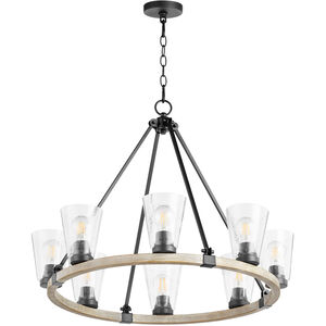 Paxton 8 Light 31 inch Noir and Weathered Oak Chandelier Ceiling Light