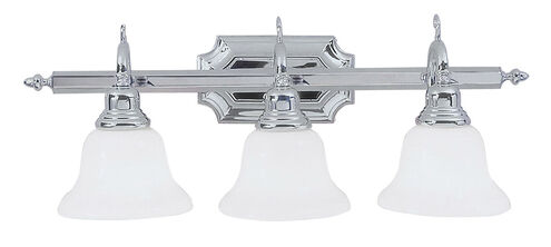 French Regency 3 Light 25 inch Polished Chrome Bath Vanity Wall Light