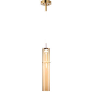 Bambu 1 Light 3.5 inch Aged Gold Brass and Amber Pendant Ceiling Light