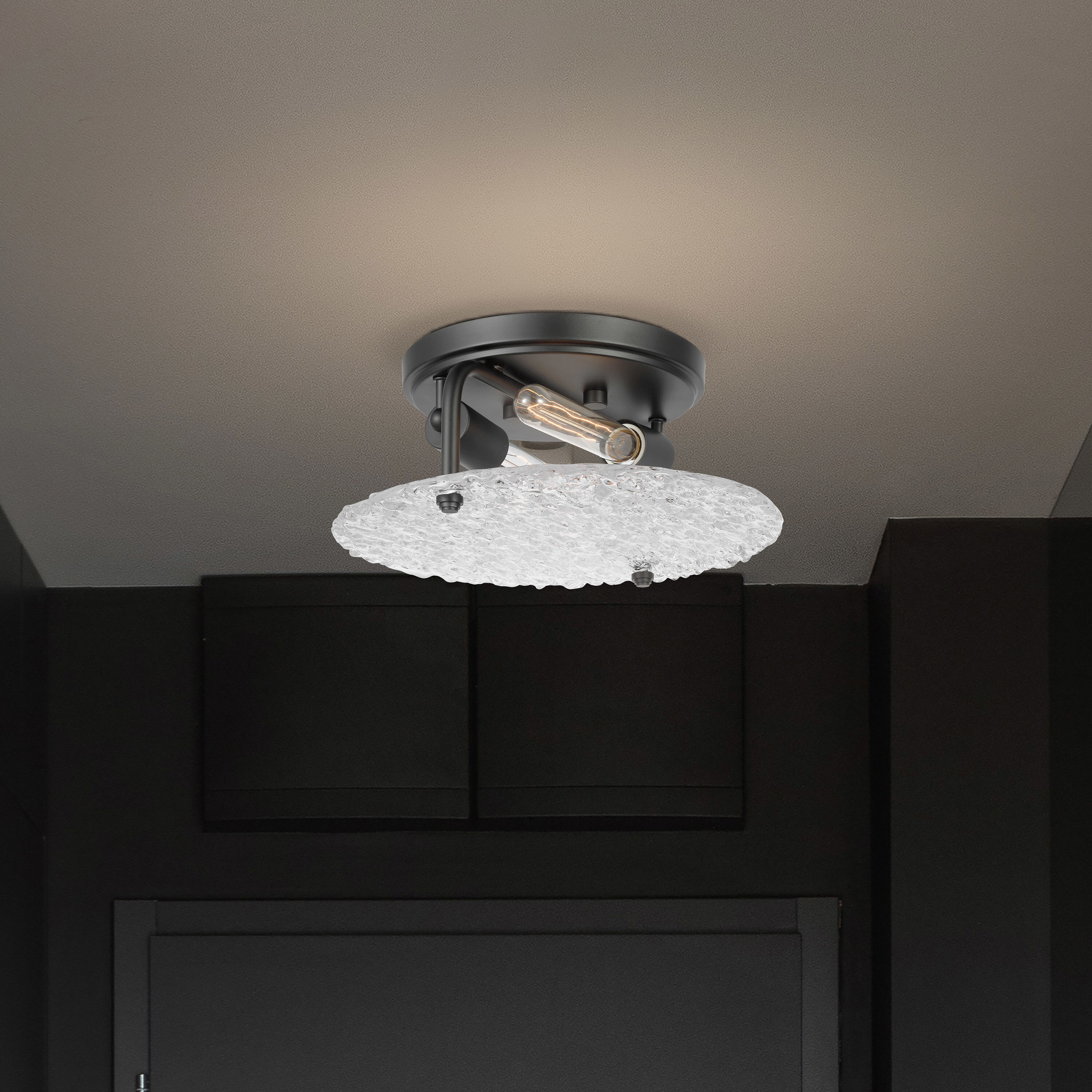 Glacier 2 Light 13 inch Matte Black Flush Mount Ceiling Light