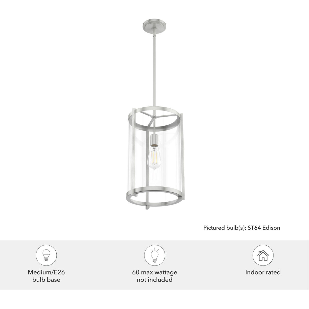 Astwood 1 Light 12 inch Brushed Nickel Pendant Ceiling Light