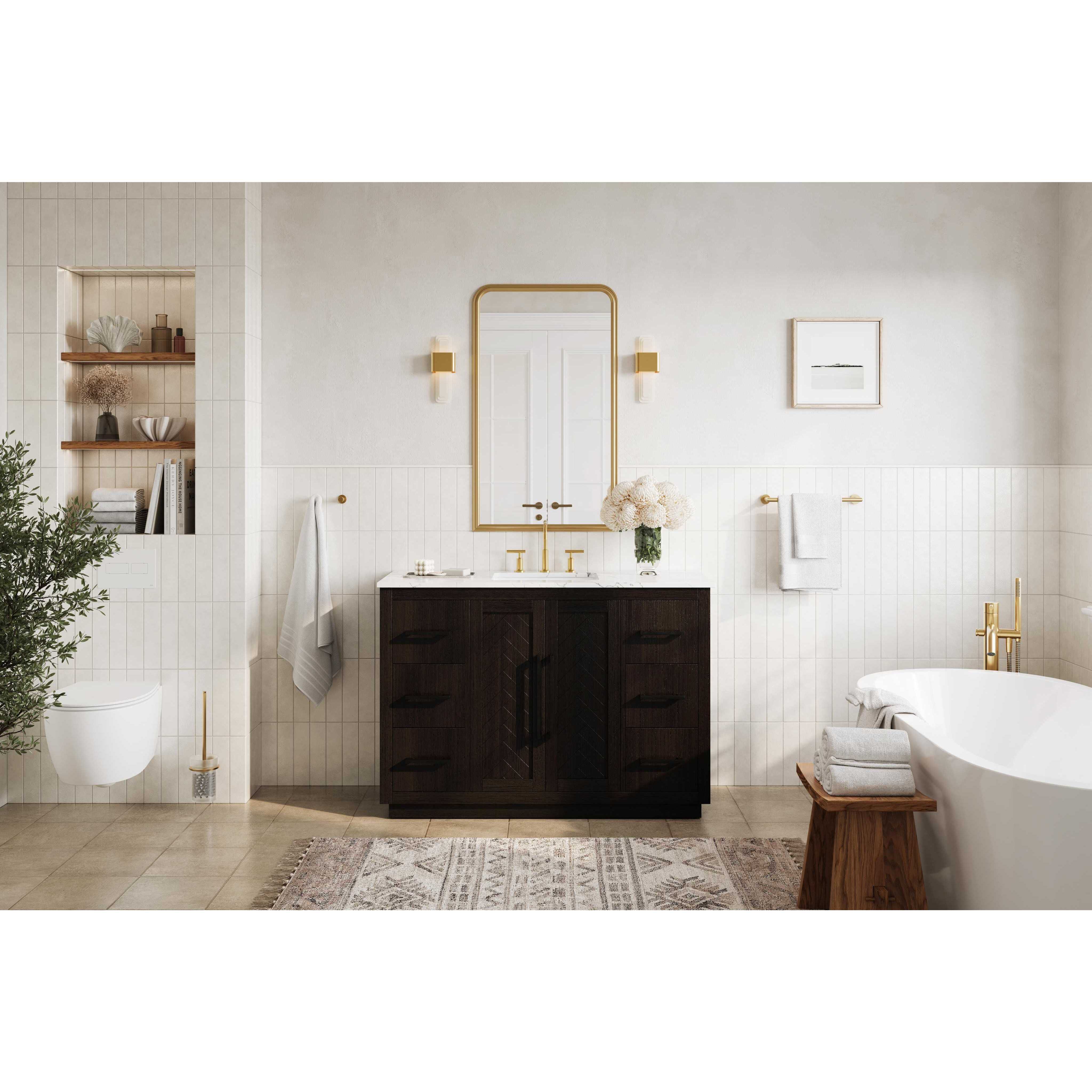 Chase 48 X 34 inch Chocolate Oak Bathroom Vanity Cabinet