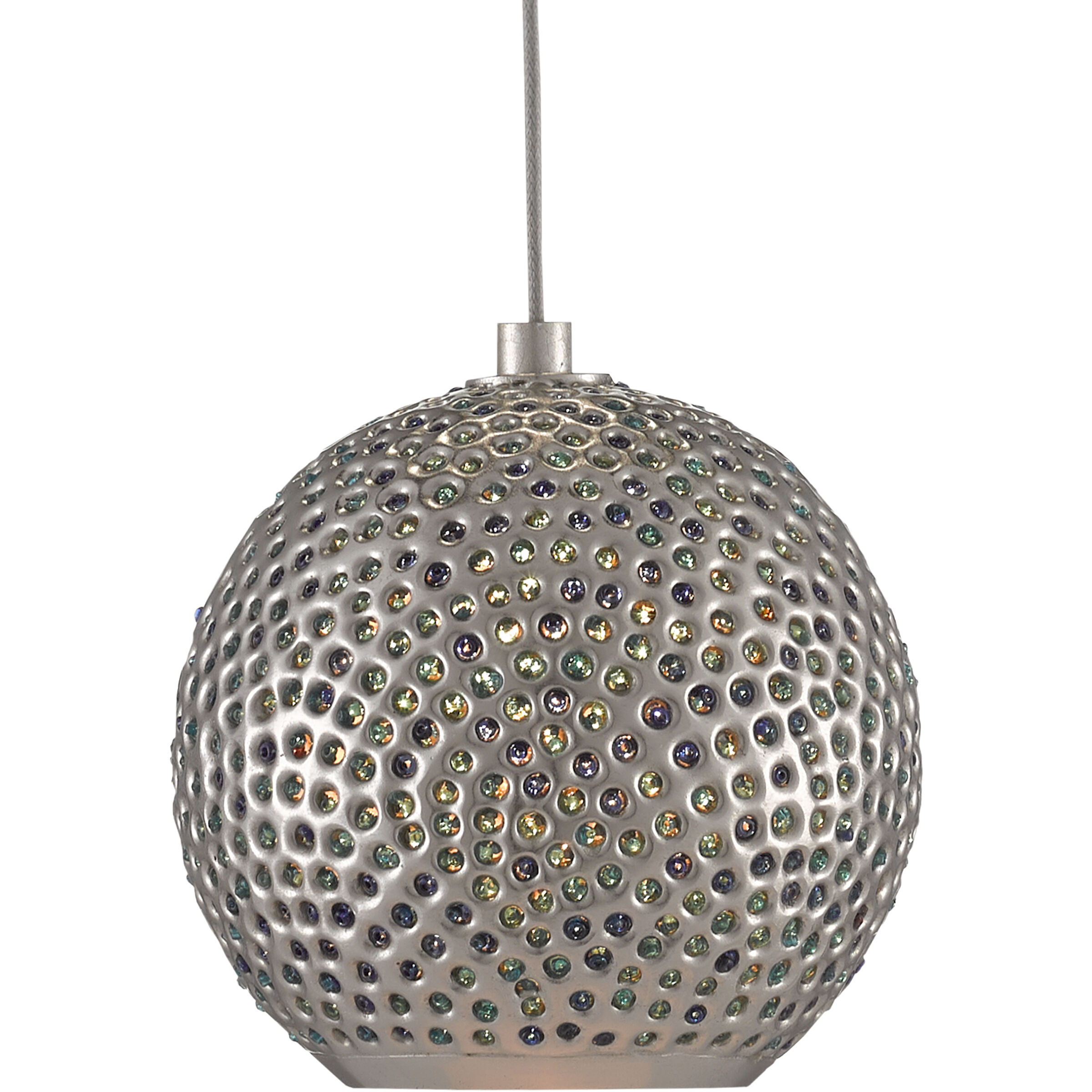 Giro 3 Light 10.5 inch Painted Silver/Nickel/Blue Multi-Drop Pendant Ceiling Light