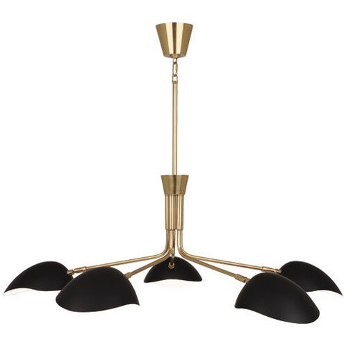 Rico Espinet Racer 5 Light 15 inch Modern Brass Chandelier Ceiling Light in Matte Black