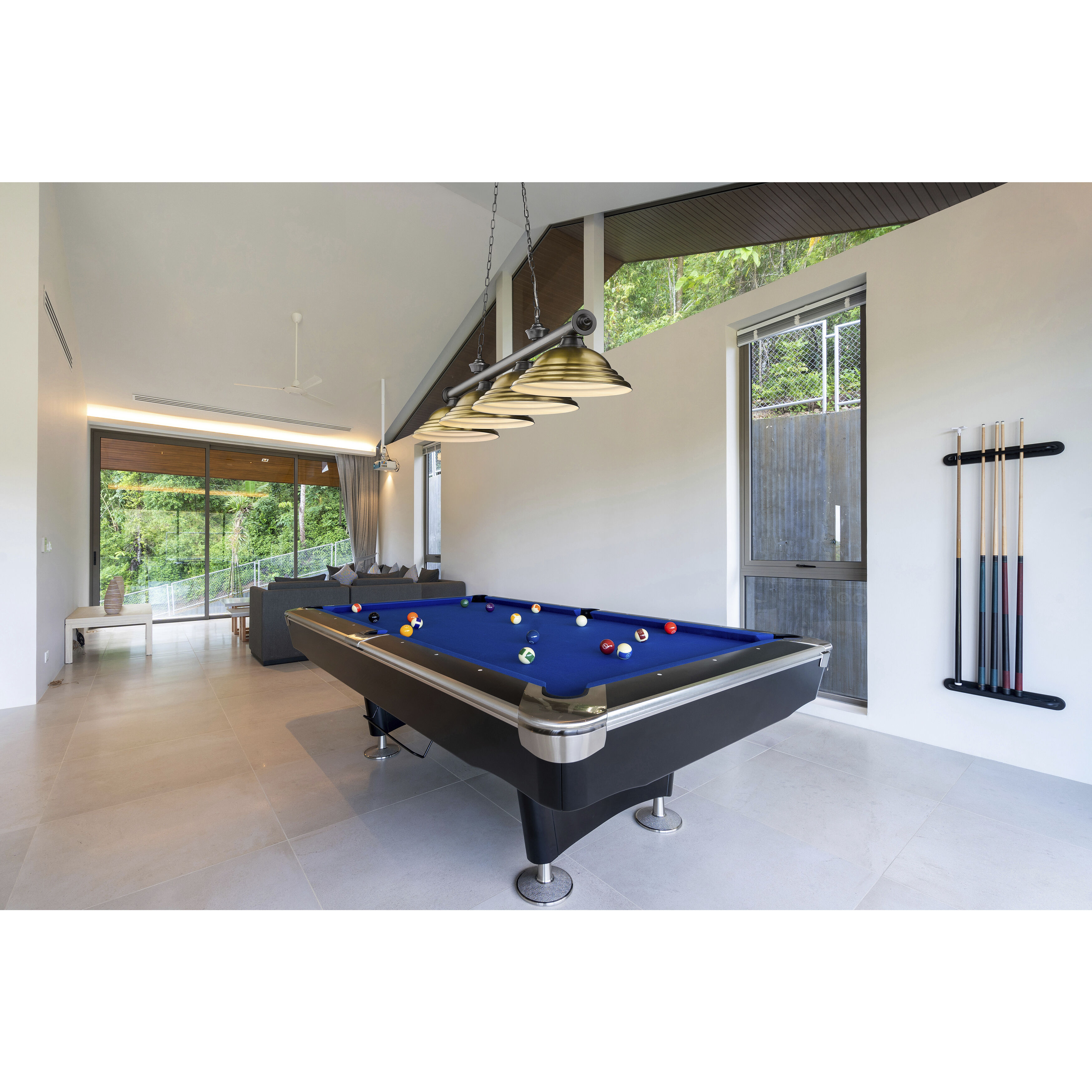 Cordon 4 Light 81.75 inch Bronze Plate Billiard Ceiling Light in Rubbed Brass Metal