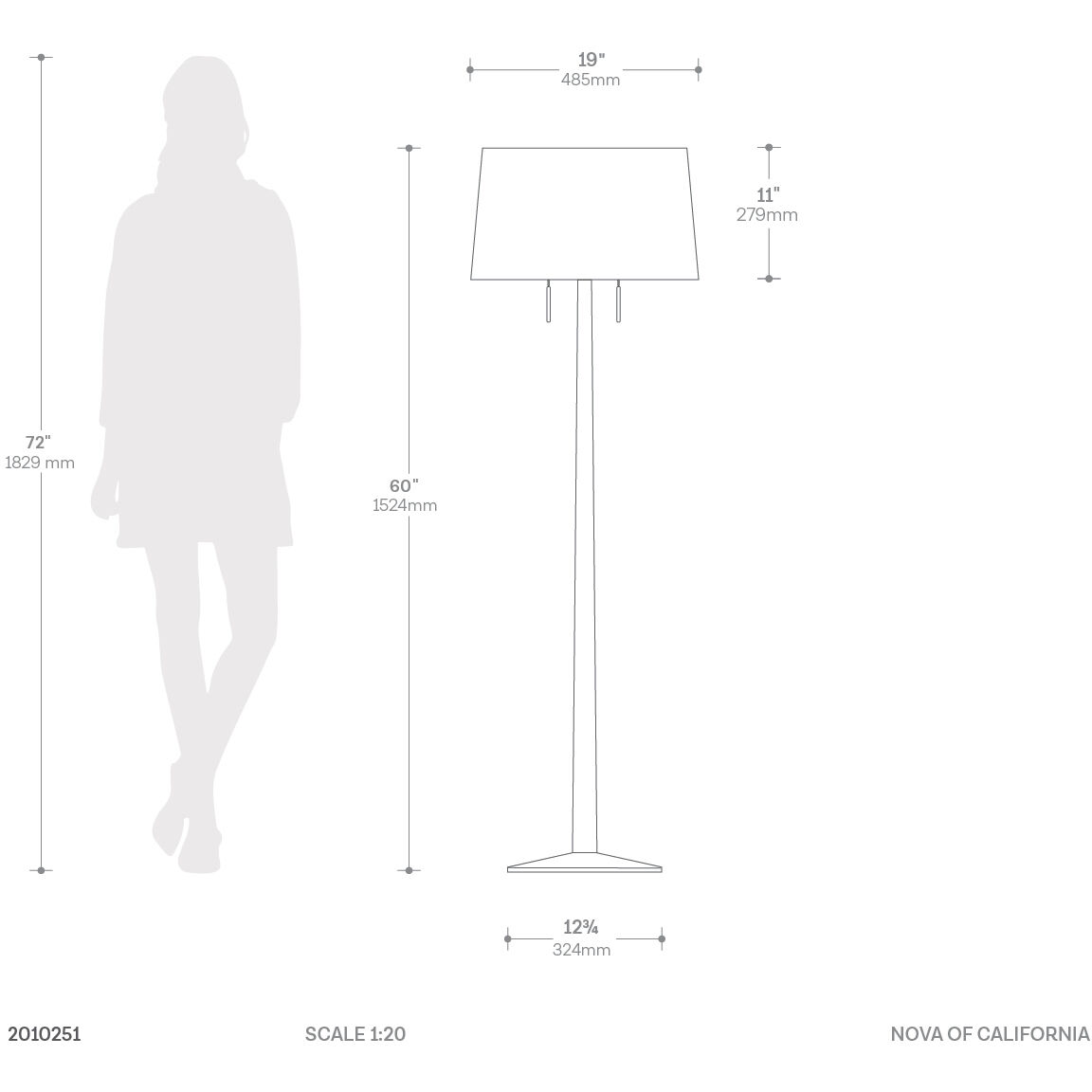 Taper 60 inch 23.00 watt Dark Walnut Wood and Weathered Brass Floor Lamp Portable Light