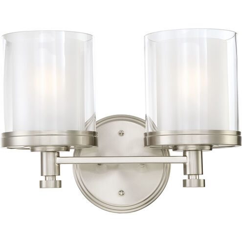 Decker 2 Light 14 inch Brushed Nickel Vanity Light Wall Light