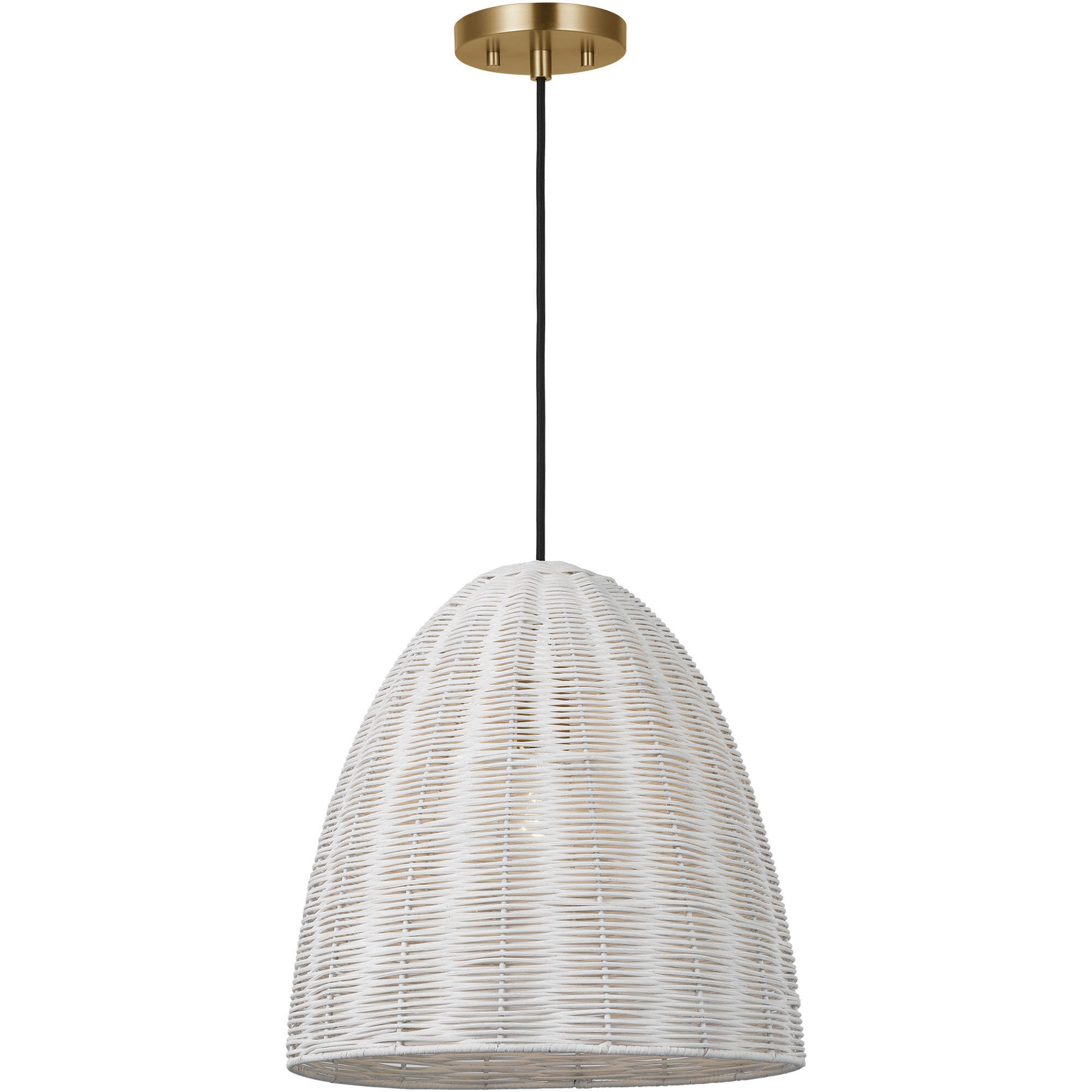 Sean Lavin Norman Pendant Ceiling Light in Satin Brass with Chalk Wicker
