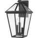 Talbot 3 Light 21.25 inch Black Outdoor Wall Light in Clear Beveled Glass
