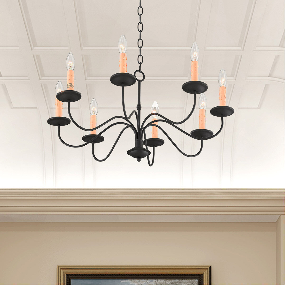 Heritage 8 Light 25 inch Black Chandelier Ceiling Light