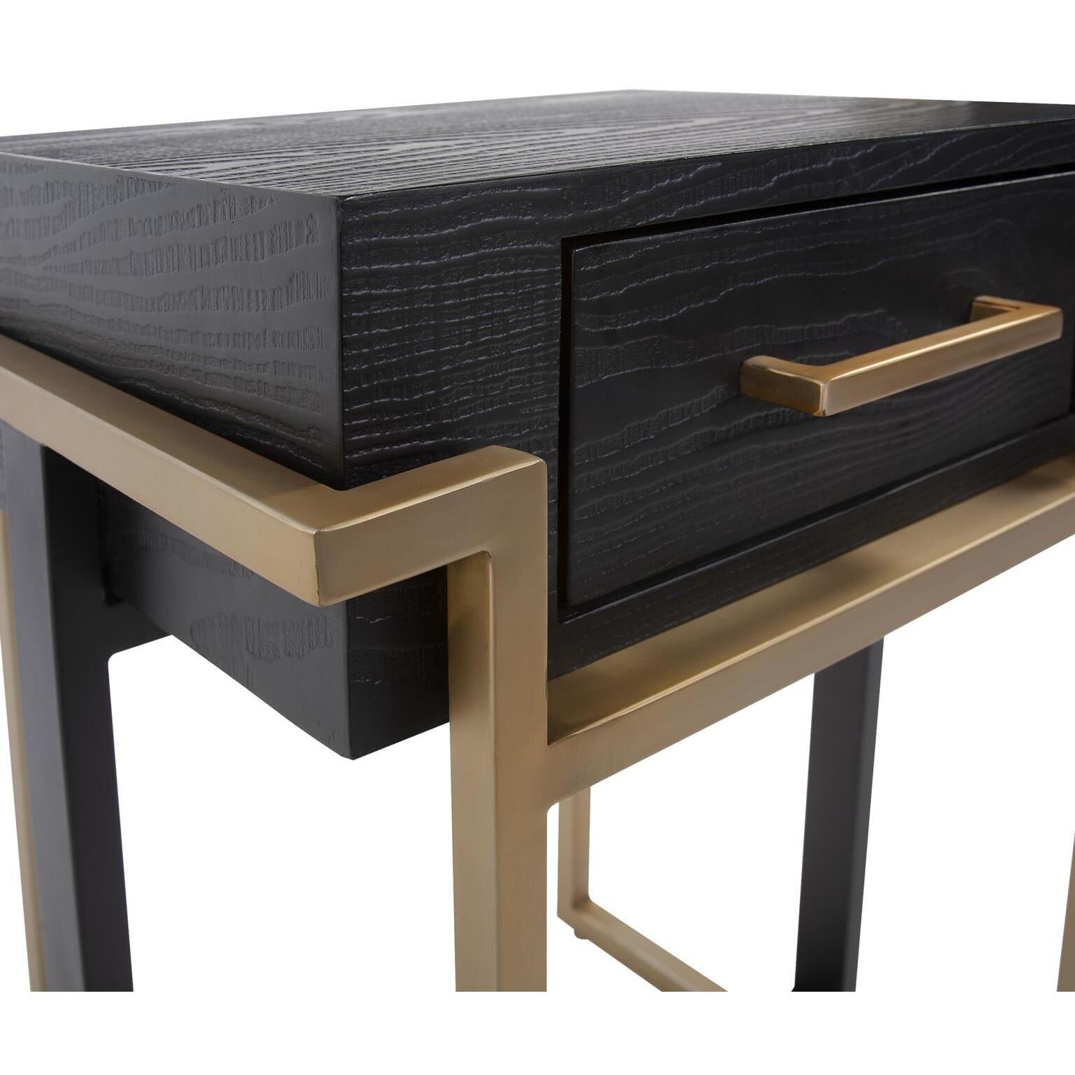 Evora 23.5 X 20 inch Matte Black and Gold Side Table