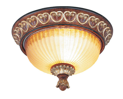 Villa Verona 2 Light 11 inch Verona Bronze with Aged Gold Leaf Accents Flush Mount Ceiling Light