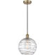 Edison Athens Deco Swirl 1 Light 10 inch Antique Brass Mini Pendant Ceiling Light