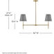 Blake 2 Light 36 inch Lacquered Brass with French Gray Chandelier Ceiling Light