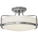 Harper 3 Light 18 inch Brushed Nickel Indoor Semi-Flush Mount Ceiling Light in White