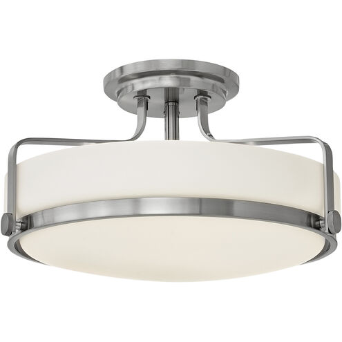 Harper 3 Light 18 inch Brushed Nickel Indoor Semi-Flush Mount Ceiling Light in White