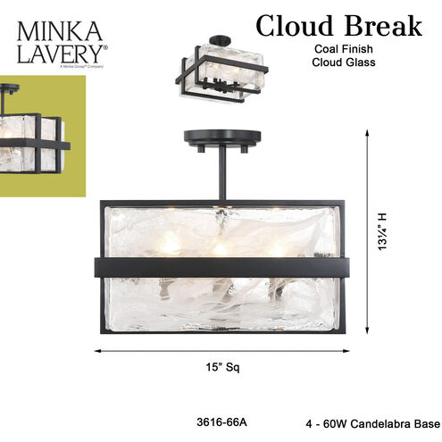 Cloud Break 4 Light 15 inch Coal Semi Flush Ceiling Light