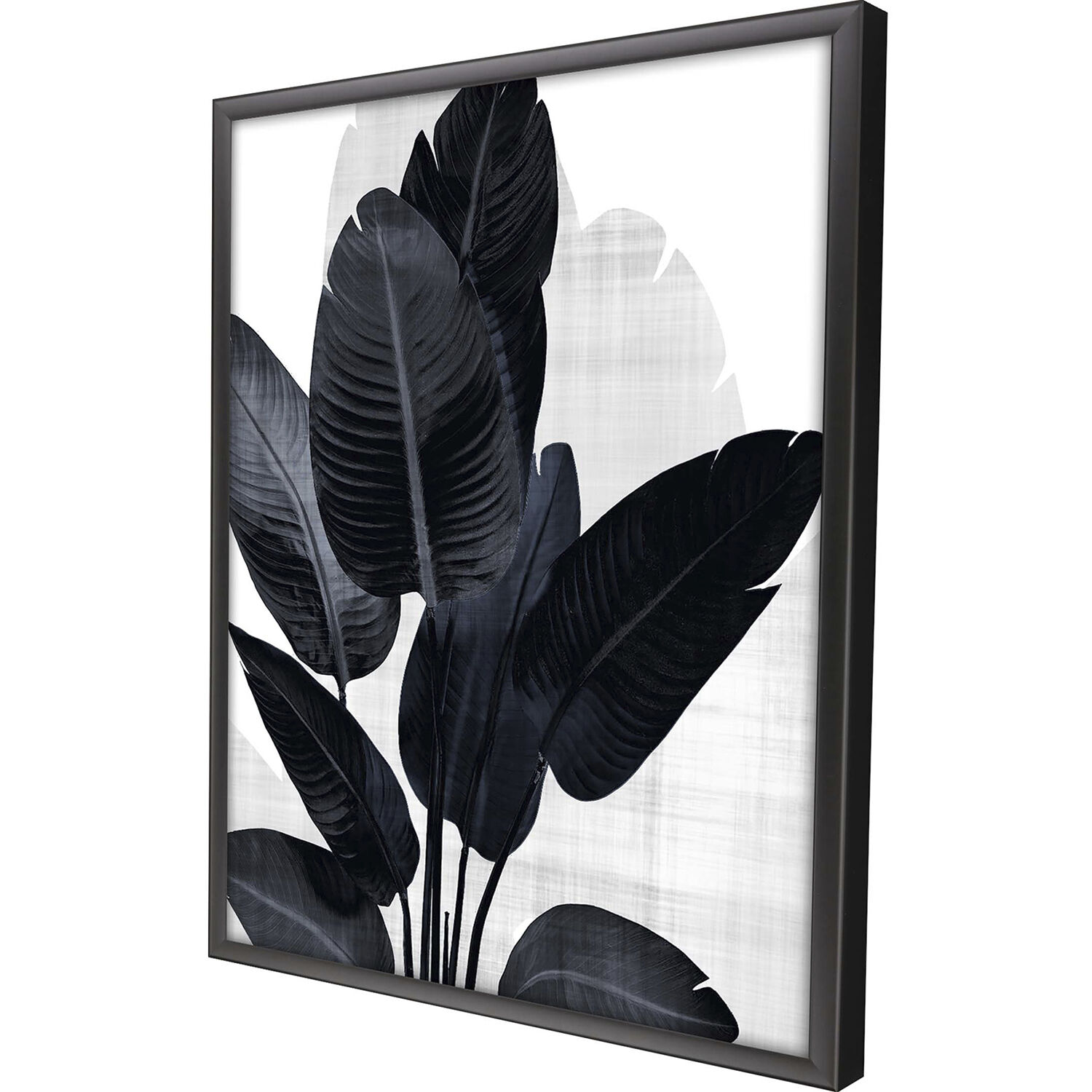 Palm Noir Blue and White Framed Art