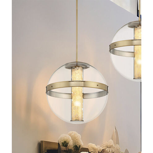 Divinely LED 20.5 inch Celeste Brass Pendant Ceiling Light