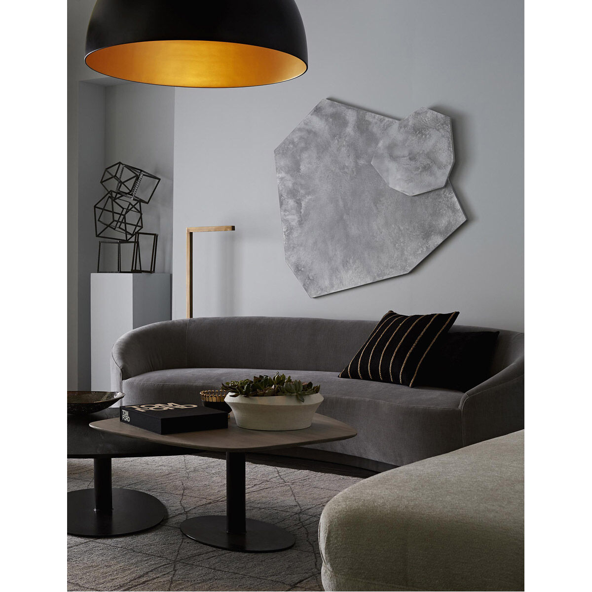 Pascal 1 Light 36 inch Black/Antique Brass Pendant Ceiling Light