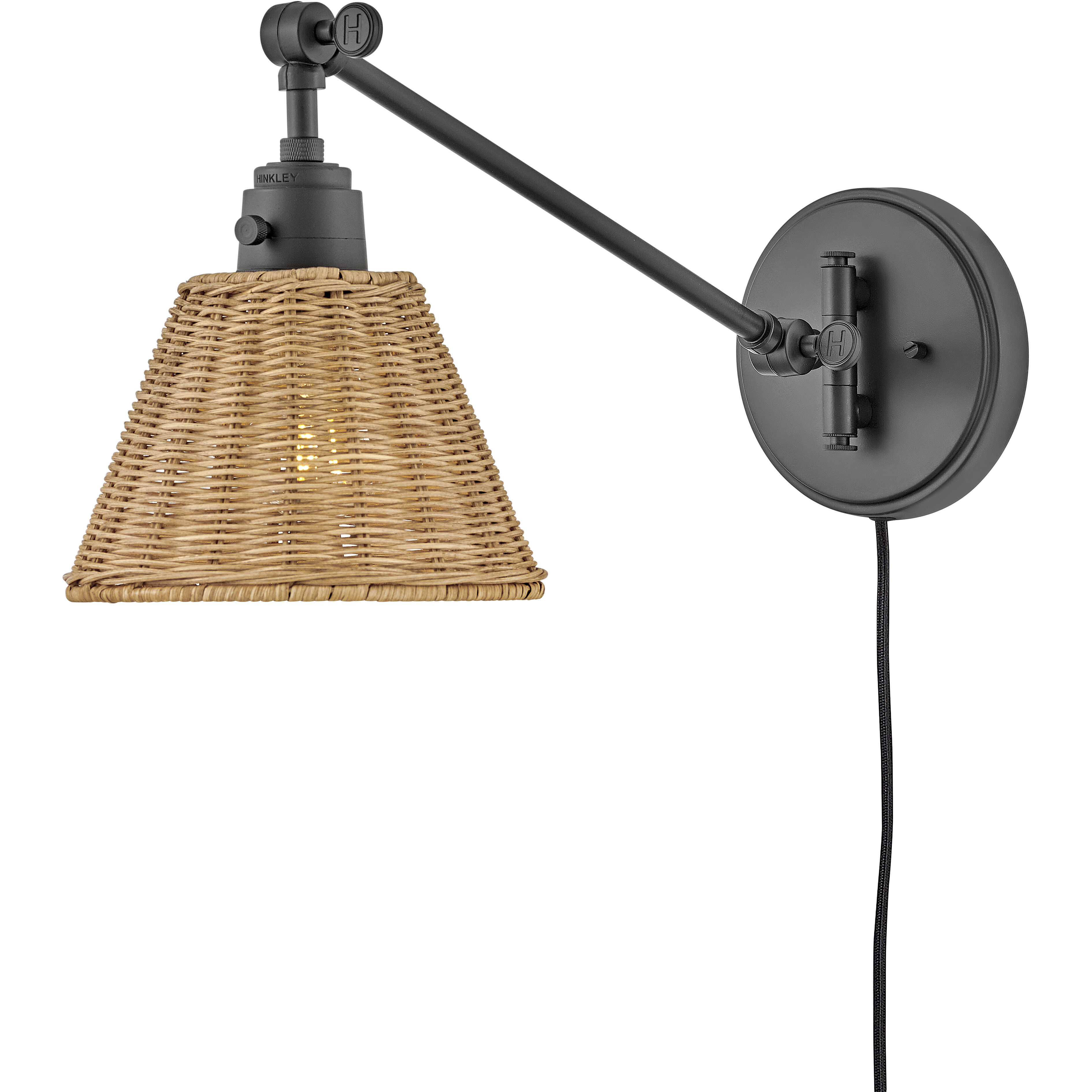 Arti 1 Light 7.75 inch Black Indoor Wall Sconce Wall Light in Black / Natural Rattan